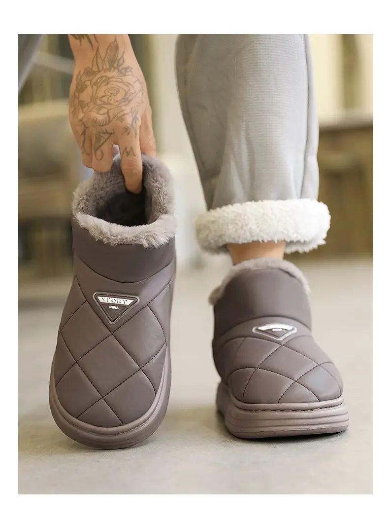 2313 Cotton Shoes 2025 Cotton Slippers for Men and Couples, Fleece-Lined, Warm, Non-Slip, Solid Color, Suitable for Home and Outdoor Use, High-End Cotton Slippers for Women — feature 9