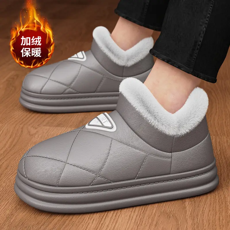 2313 Cotton Shoes 2025 Cotton Slippers for Men and Couples, Fleece-Lined, Warm, Non-Slip, Solid Color, Suitable for Home and Outdoor Use, High-End Cotton Slippers for Women - Image 2