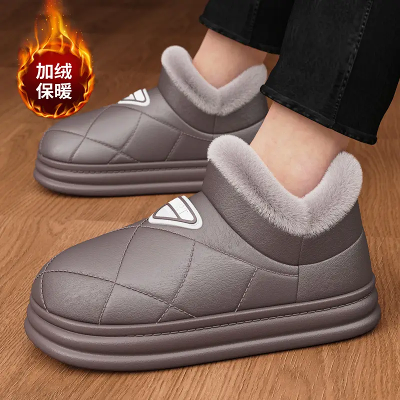 2313 Cotton Shoes 2025 Cotton Slippers for Men and Couples, Fleece-Lined, Warm, Non-Slip, Solid Color, Suitable for Home and Outdoor Use, High-End Cotton Slippers for Women - Image 3