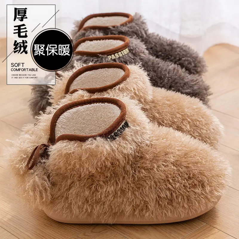 Women's Fleece Lined Warm Slippers with Heel Cover - Image 7