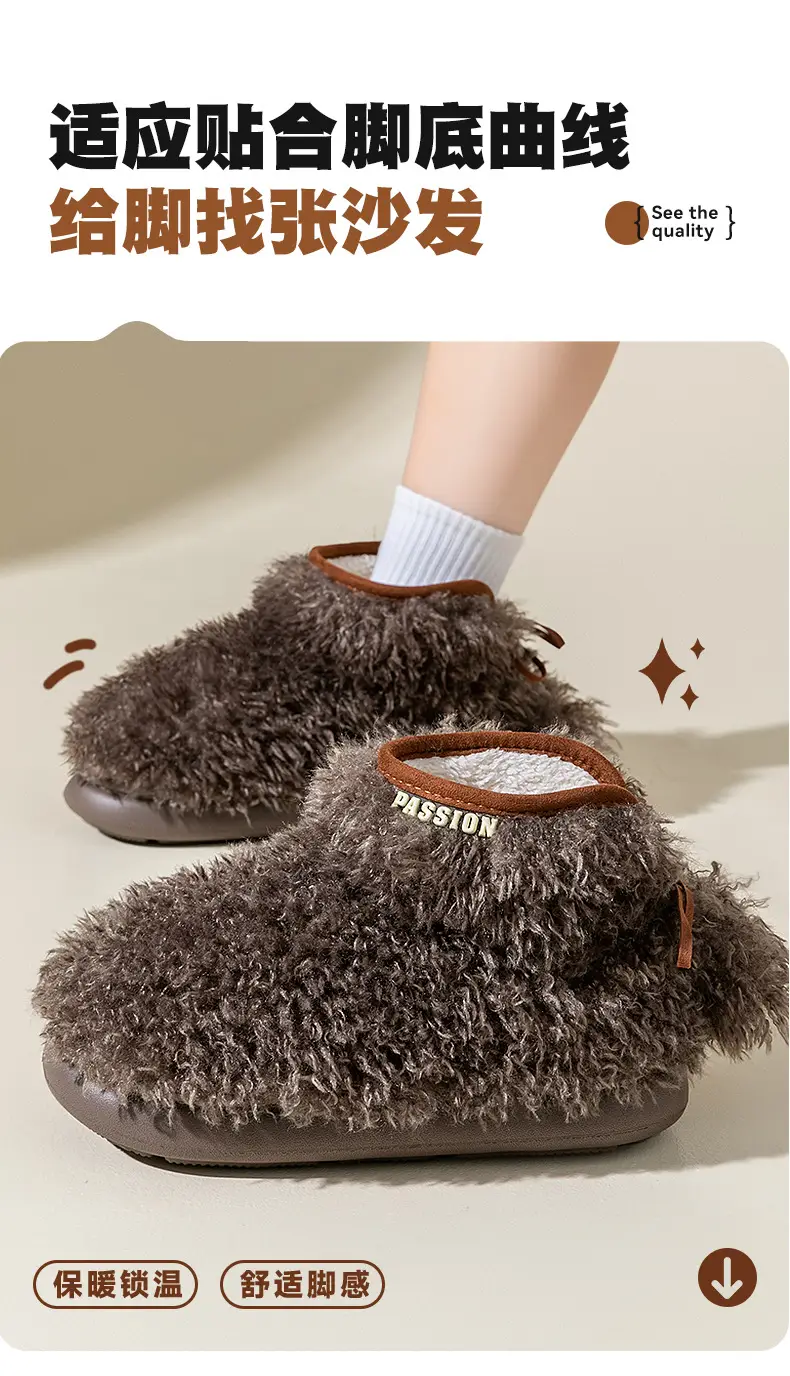 Women's Fleece Lined Warm Slippers with Heel Cover — feature 9