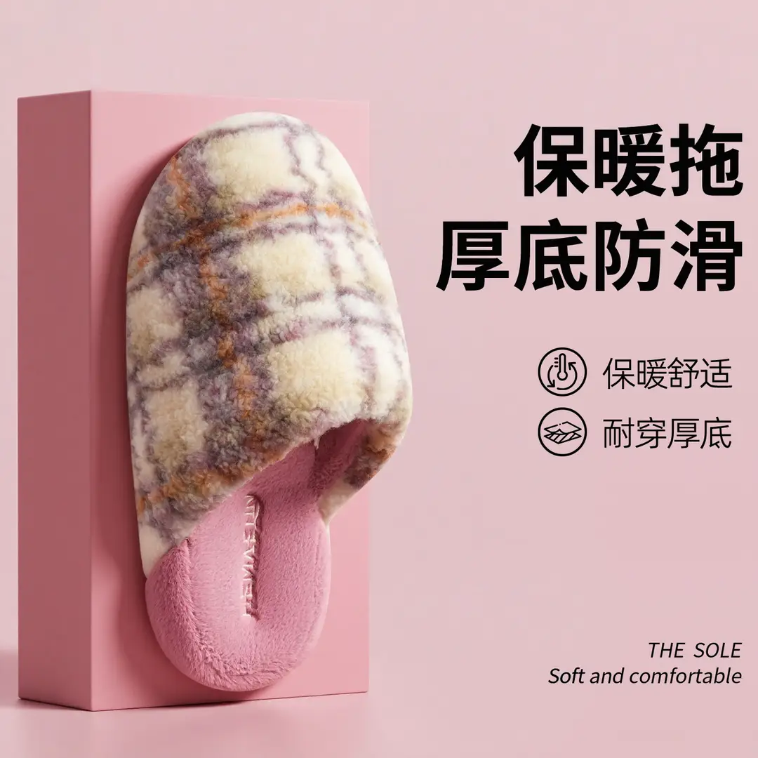 Women's Cotton Slippers Winter 2026 Fleece-Lined Thick-Soled Indoor Warm Plush Slippers for Women Outdoor Wear Cross-Border Clearance Sale - Image 2