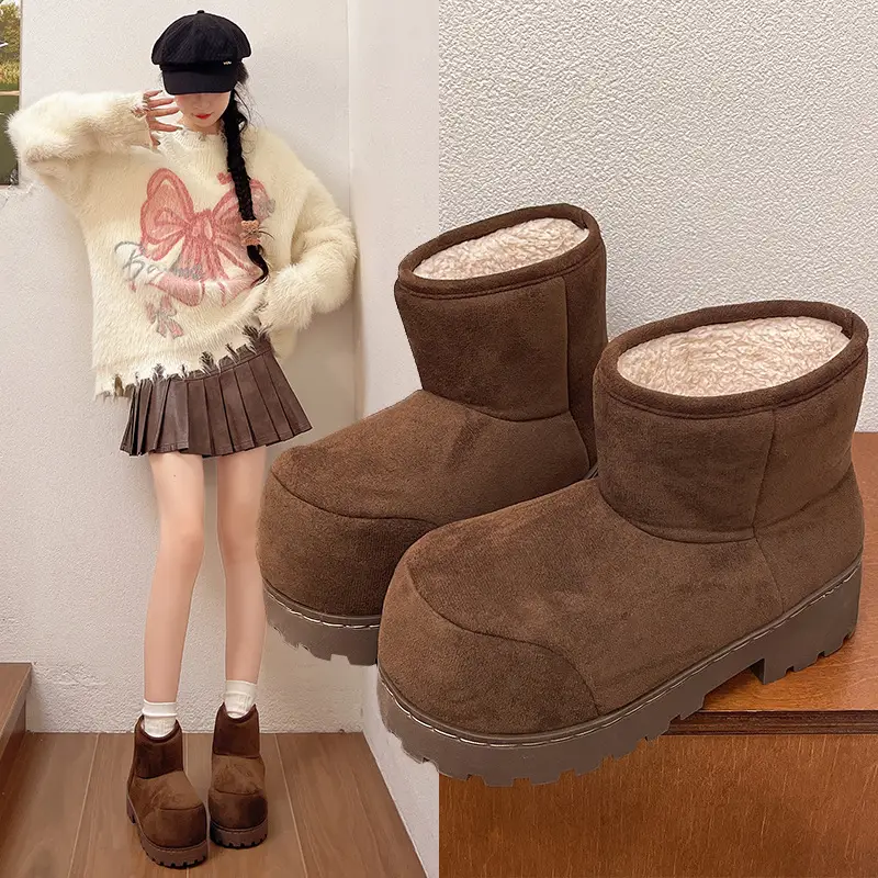 Qidan Shoe Factory Winter Snow Boots for Women, Fleece-Lined, Thickeneded, Warm, Fashionable, Thick-Soled Outer Wear, Non-Slip Internet Celebrity Cotton Boots for Women - Image 4