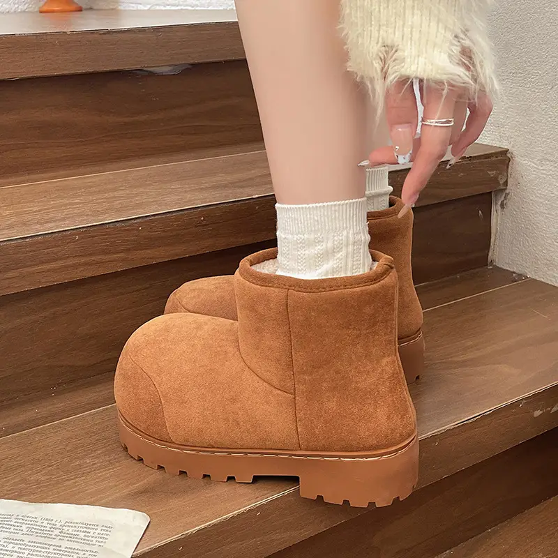 Qidan Shoe Factory Winter Snow Boots for Women, Fleece-Lined, Thickeneded, Warm, Fashionable, Thick-Soled Outer Wear, Non-Slip Internet Celebrity Cotton Boots for Women - Image 5