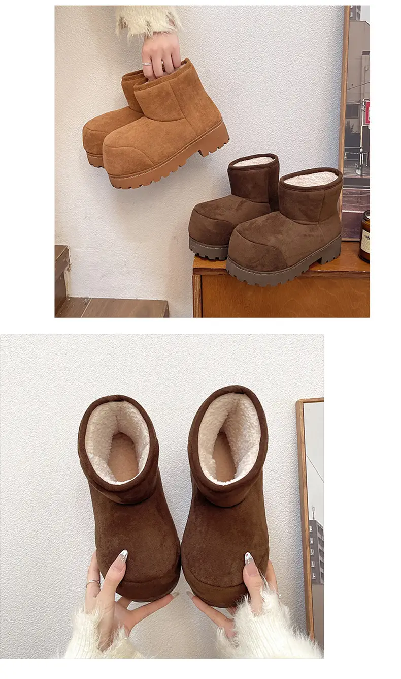 Qidan Shoe Factory Winter Snow Boots for Women, Fleece-Lined, Thickeneded, Warm, Fashionable, Thick-Soled Outer Wear, Non-Slip Internet Celebrity Cotton Boots for Women — feature 4