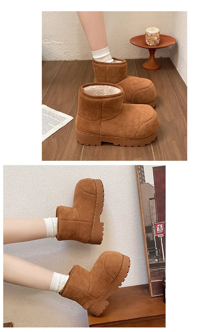 Qidan Shoe Factory Winter Snow Boots for Women, Fleece-Lined, Thickeneded, Warm, Fashionable, Thick-Soled Outer Wear, Non-Slip Internet Celebrity Cotton Boots for Women — feature 8