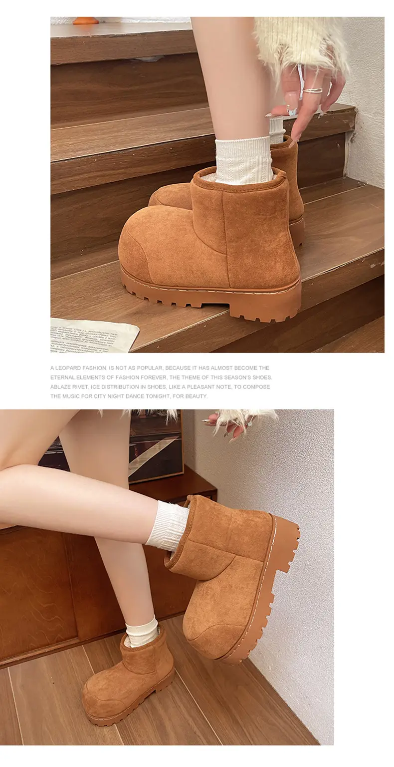Qidan Shoe Factory Winter Snow Boots for Women, Fleece-Lined, Thickeneded, Warm, Fashionable, Thick-Soled Outer Wear, Non-Slip Internet Celebrity Cotton Boots for Women — feature 9