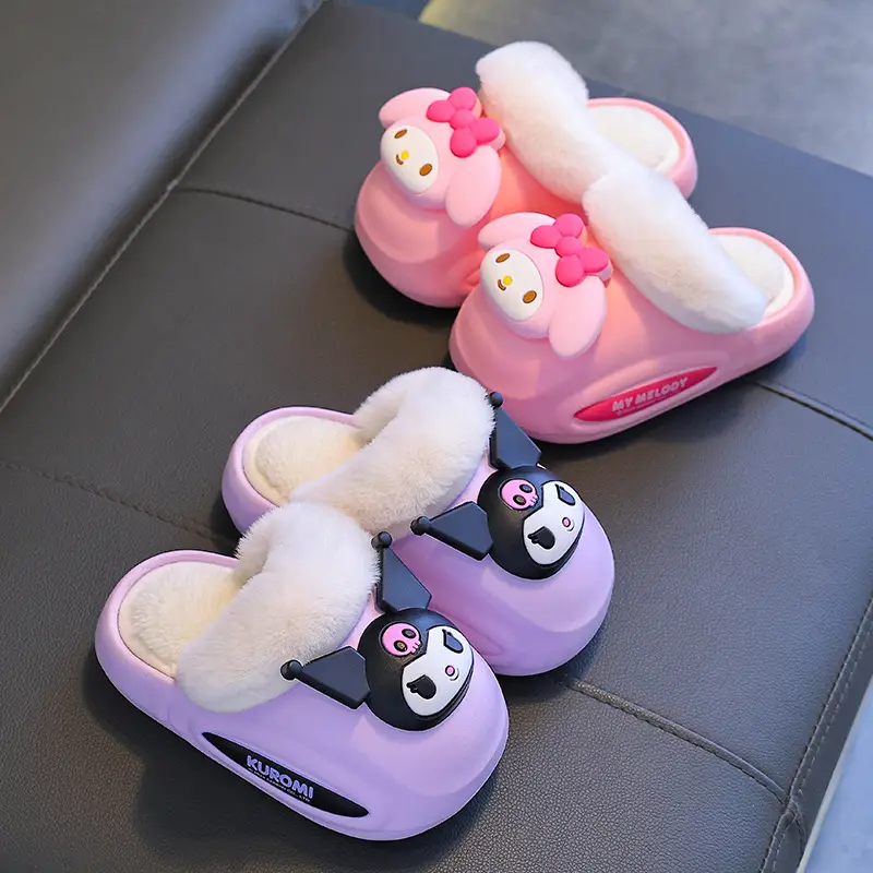 Sanrio Cotton Slippers Family New Waterproof Anti-Slip Warm Cartoon Cute Kuromi Home Baby Cotton Shoes - Image 10