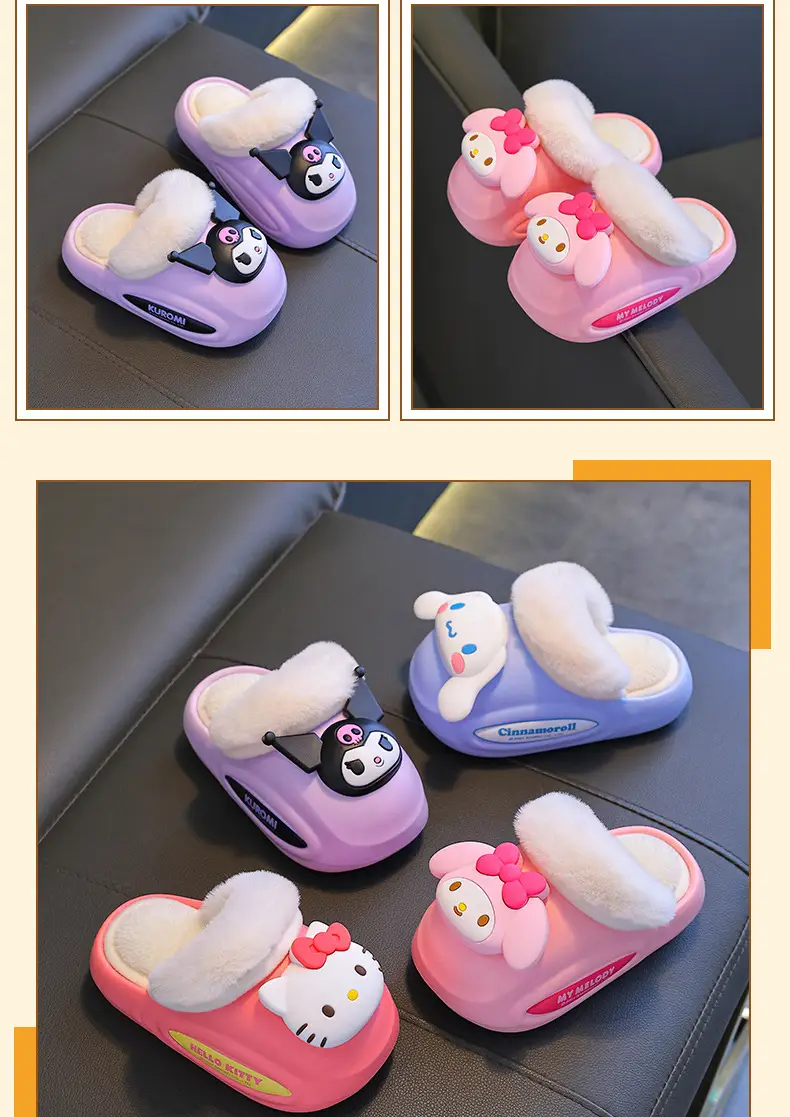 Sanrio Cotton Slippers Family New Waterproof Anti-Slip Warm Cartoon Cute Kuromi Home Baby Cotton Shoes — feature 14