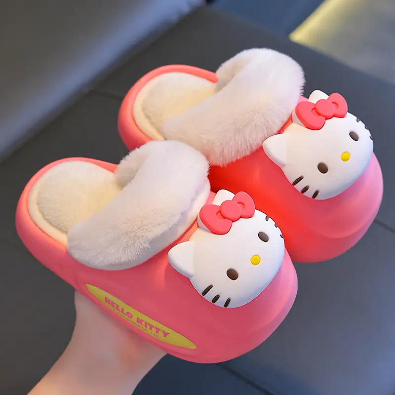 Sanrio Cotton Slippers Family New Waterproof Anti-Slip Warm Cartoon Cute Kuromi Home Baby Cotton Shoes - Image 4