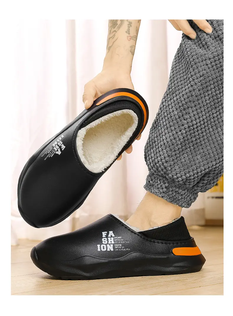 Waterproof Cotton Winter Slippers White Thick Soled — feature 9