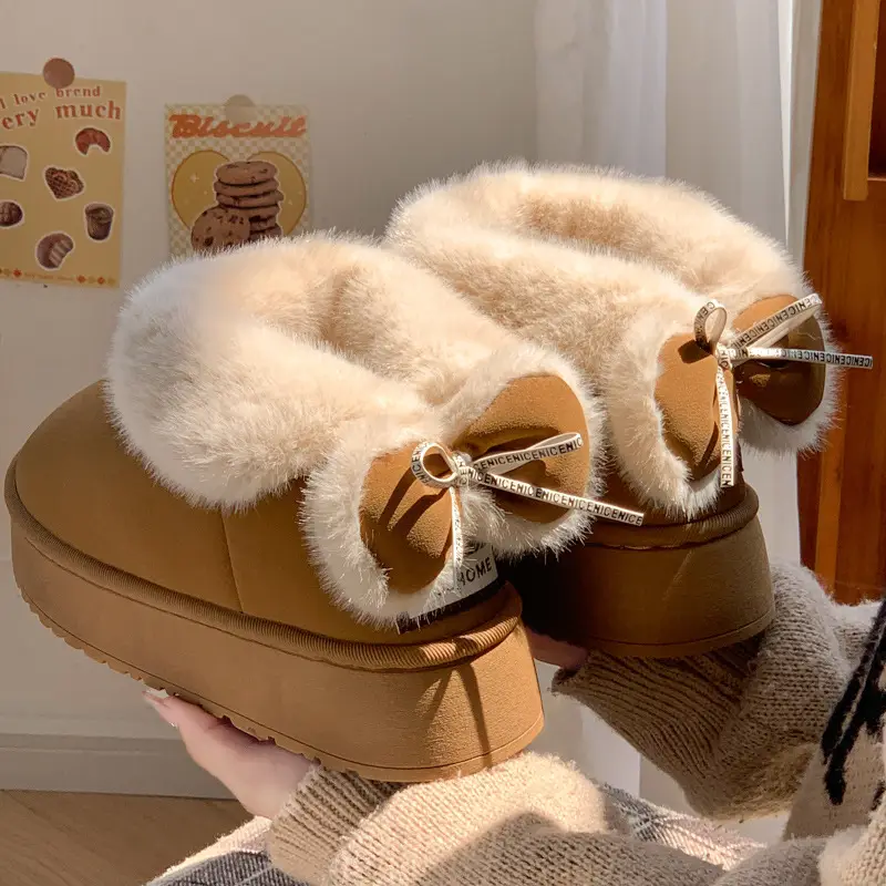 Thick-Soled Cotton Slippers with Heels for Women, High-Heeled Indoor Home, Cute Girly Slippers, Winter Warm Cotton Shoes for Going Out - Image 6