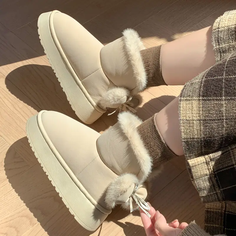 Thick-Soled Cotton Slippers with Heels for Women, High-Heeled Indoor Home, Cute Girly Slippers, Winter Warm Cotton Shoes for Going Out - Image 8