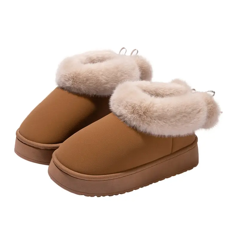 Thick-Soled Cotton Slippers with Heels for Women, High-Heeled Indoor Home, Cute Girly Slippers, Winter Warm Cotton Shoes for Going Out - Image 9