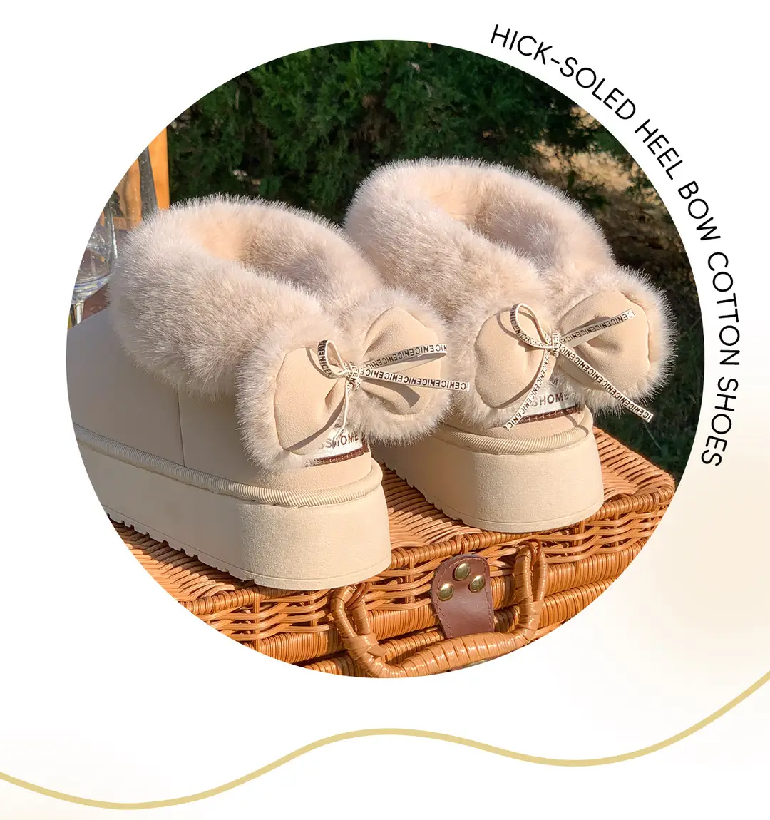 Thick-Soled Cotton Slippers with Heels for Women, High-Heeled Indoor Home, Cute Girly Slippers, Winter Warm Cotton Shoes for Going Out — feature 3
