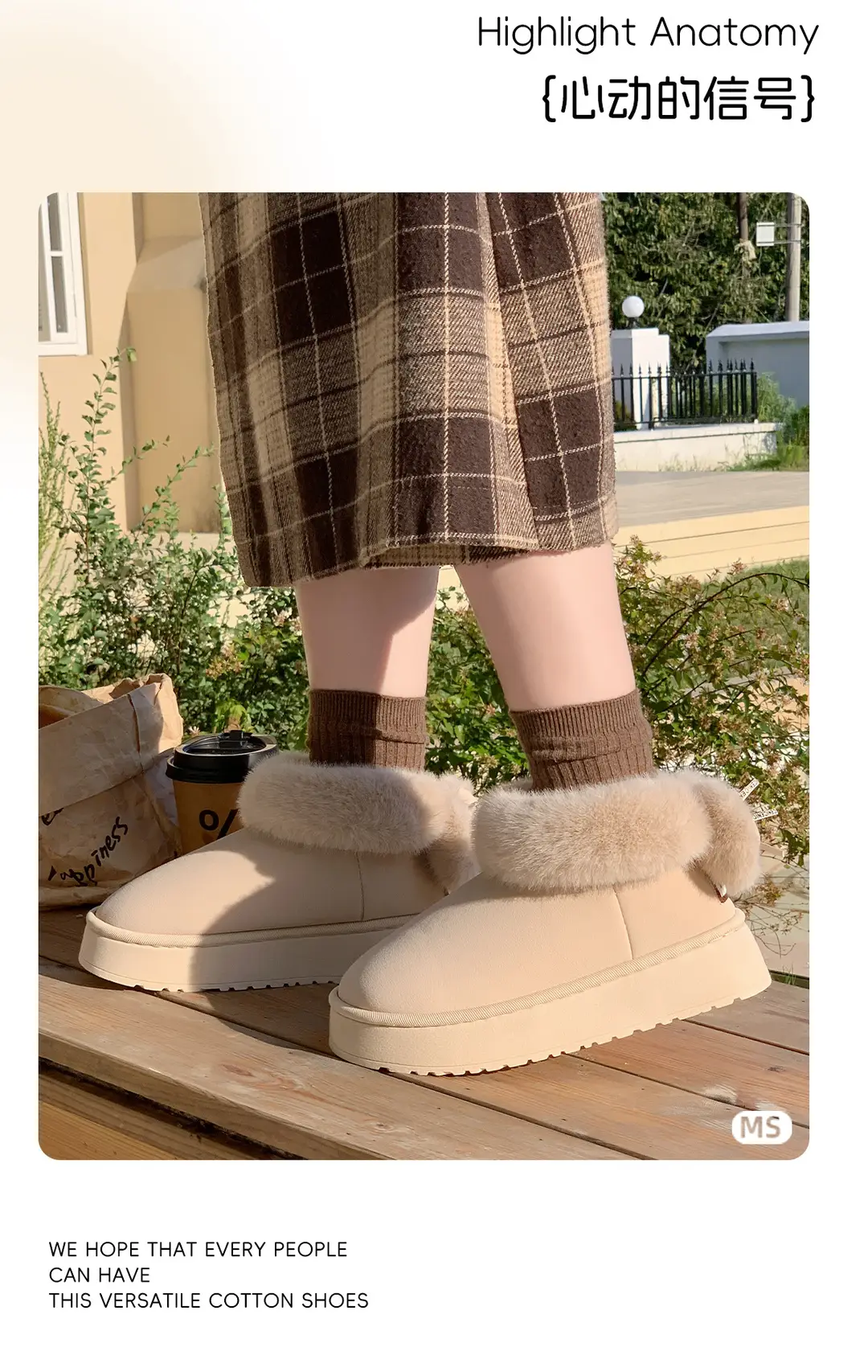 Thick-Soled Cotton Slippers with Heels for Women, High-Heeled Indoor Home, Cute Girly Slippers, Winter Warm Cotton Shoes for Going Out — feature 4