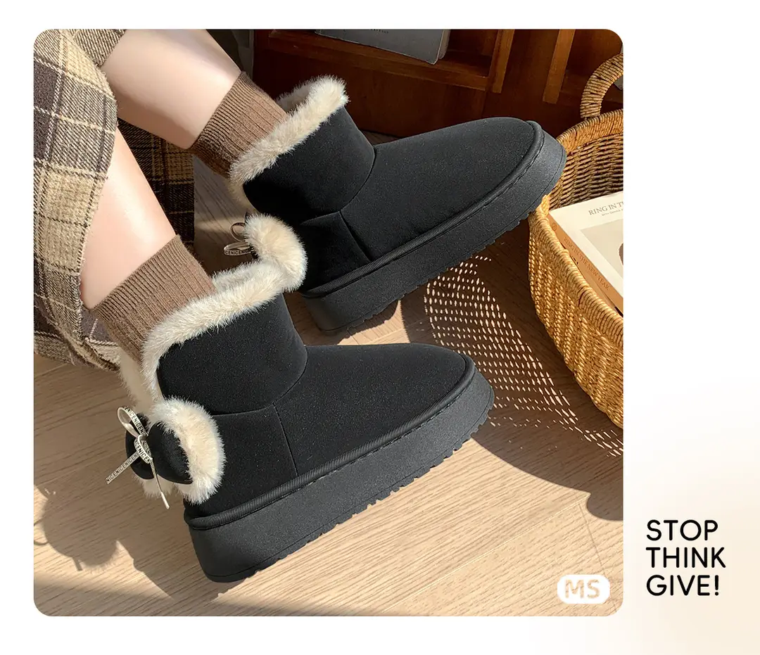 Thick-Soled Cotton Slippers with Heels for Women, High-Heeled Indoor Home, Cute Girly Slippers, Winter Warm Cotton Shoes for Going Out — feature 8