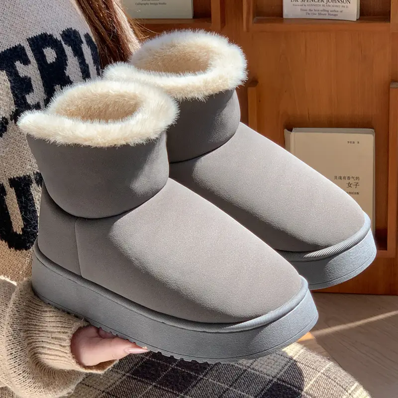 Thick-Soled Cotton Slippers with Heels for Women, High-Heeled Indoor Home, Cute Girly Slippers, Winter Warm Cotton Shoes for Going Out - Image 4