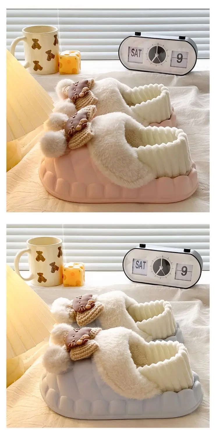 Pink Furry Cotton Slippers for Girls Warm Wear — feature 18