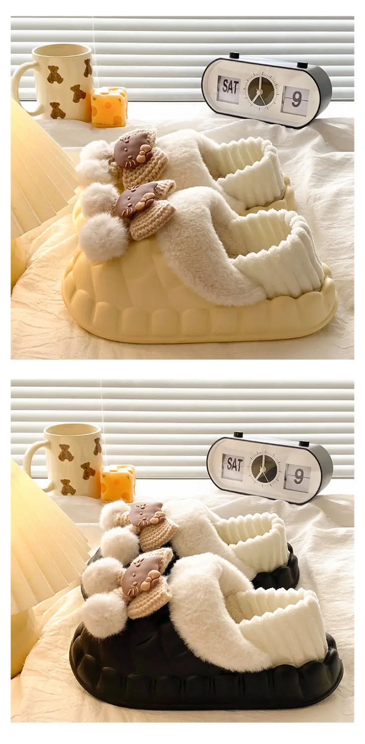 Pink Furry Cotton Slippers for Girls Warm Wear — feature 19