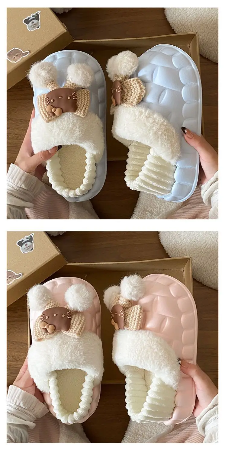Pink Furry Cotton Slippers for Girls Warm Wear — feature 20