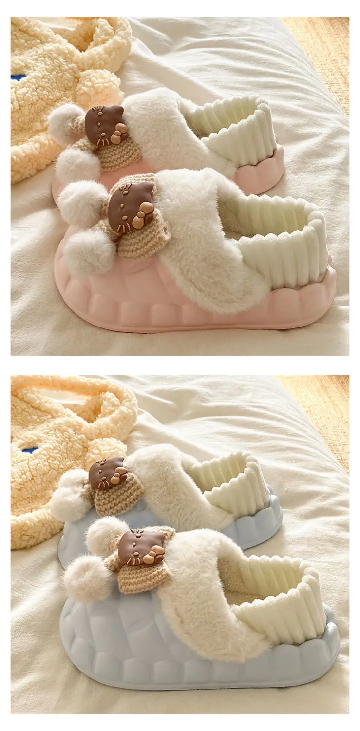Pink Furry Cotton Slippers for Girls Warm Wear — feature 21