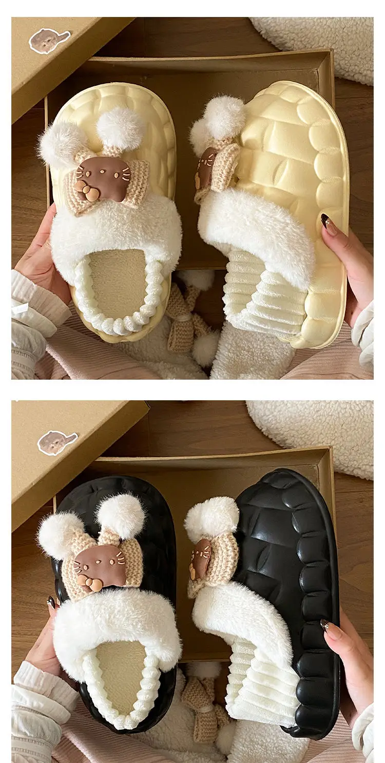 Pink Furry Cotton Slippers for Girls Warm Wear — feature 22
