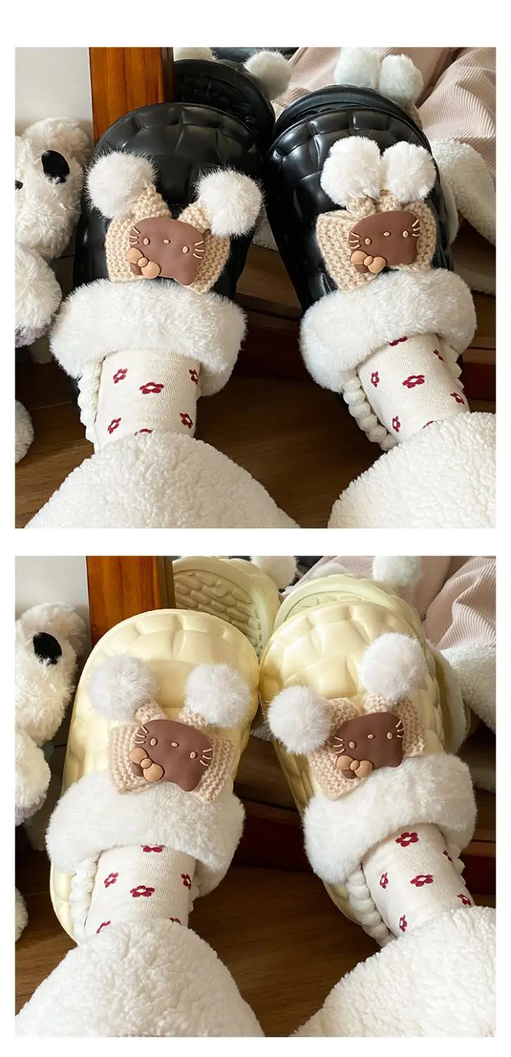 Pink Furry Cotton Slippers for Girls Warm Wear — feature 23