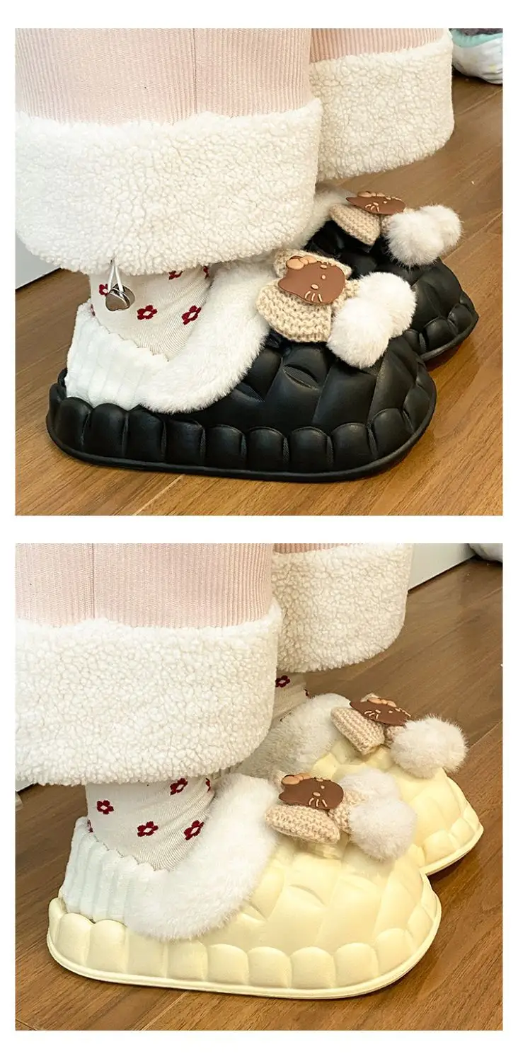 Pink Furry Cotton Slippers for Girls Warm Wear — feature 24