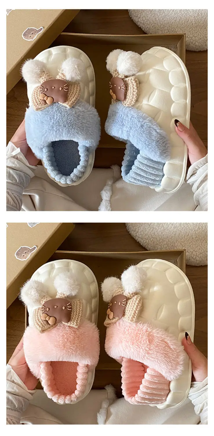Pink Furry Cotton Slippers for Girls Warm Wear — feature 27