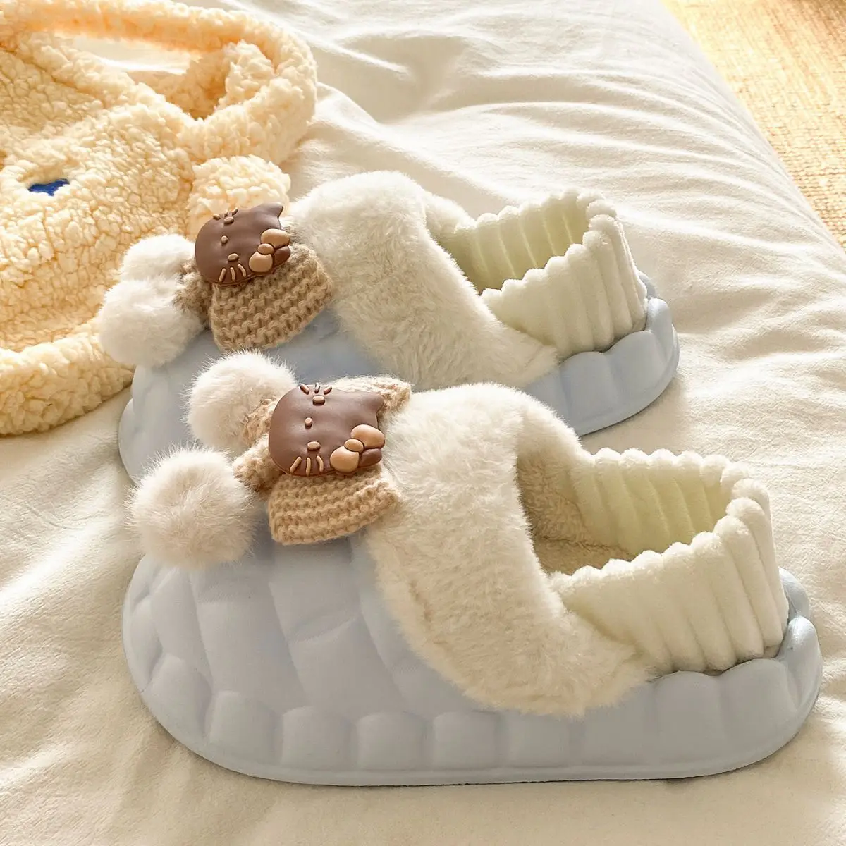 Pink Furry Cotton Slippers for Girls Warm Wear — feature 31