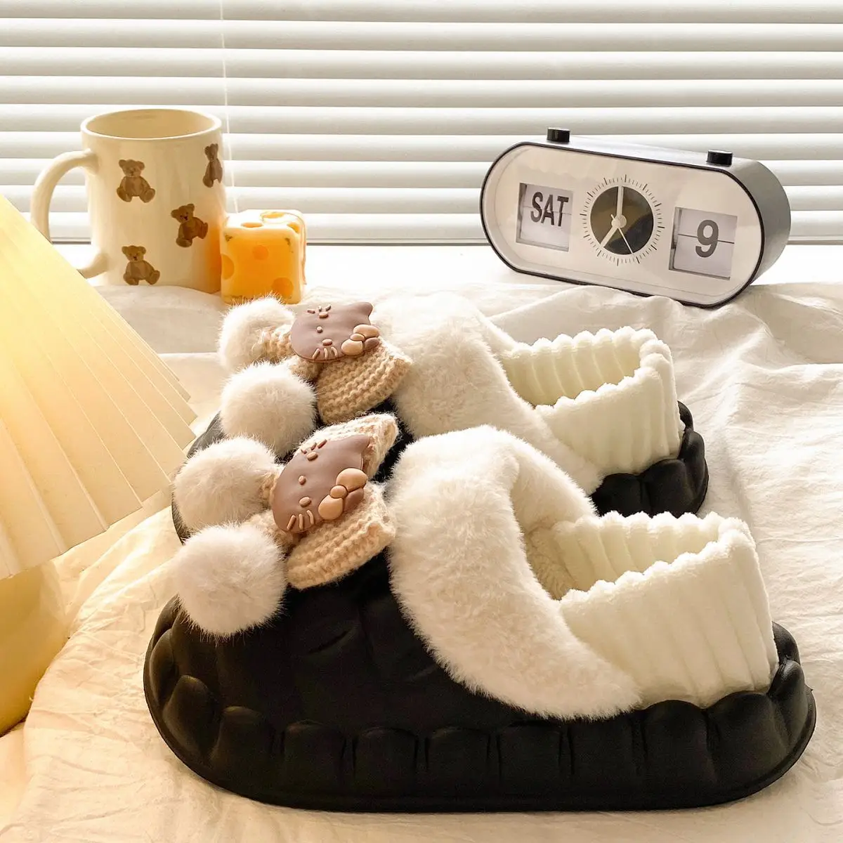 Pink Furry Cotton Slippers for Girls Warm Wear — feature 39