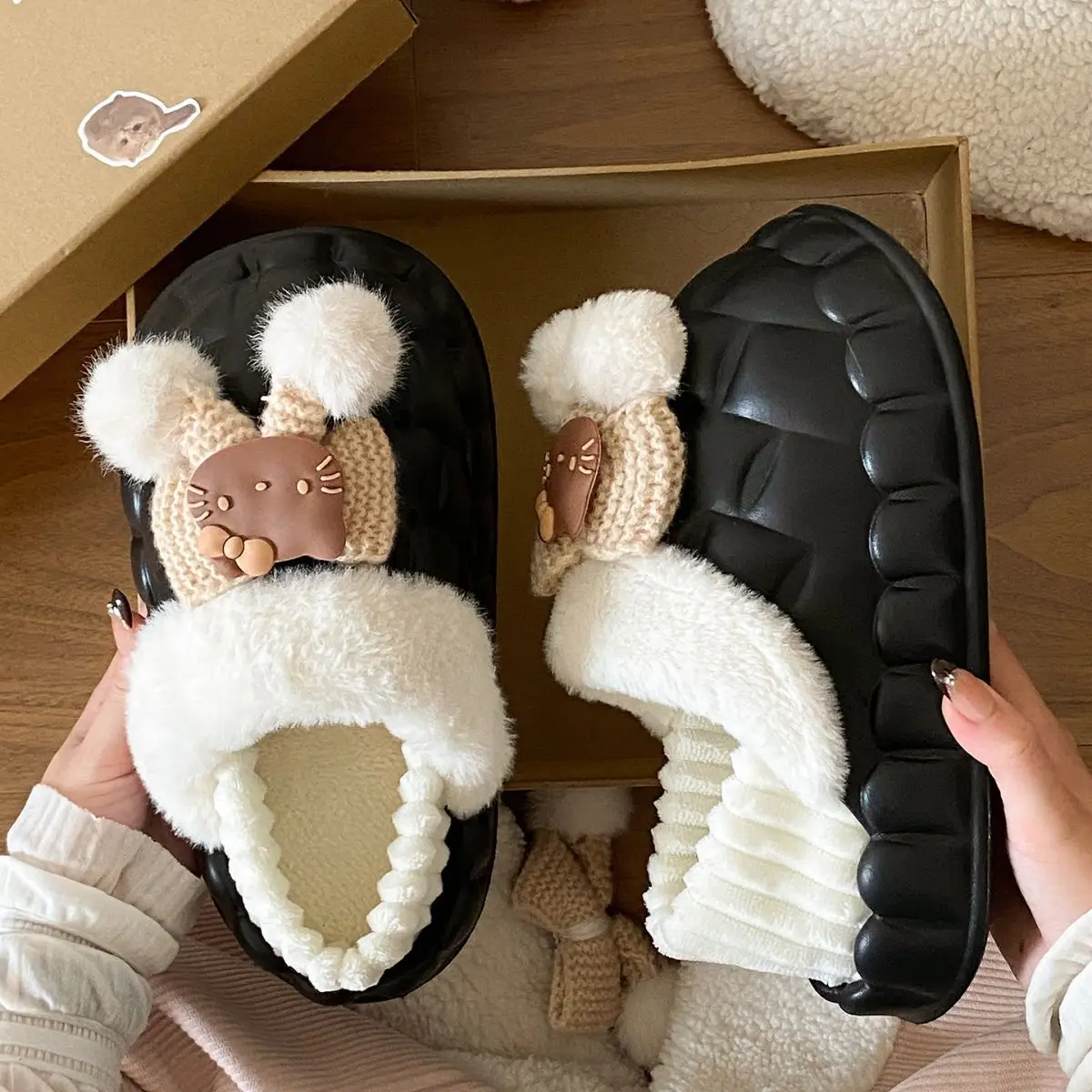 Pink Furry Cotton Slippers for Girls Warm Wear — feature 41