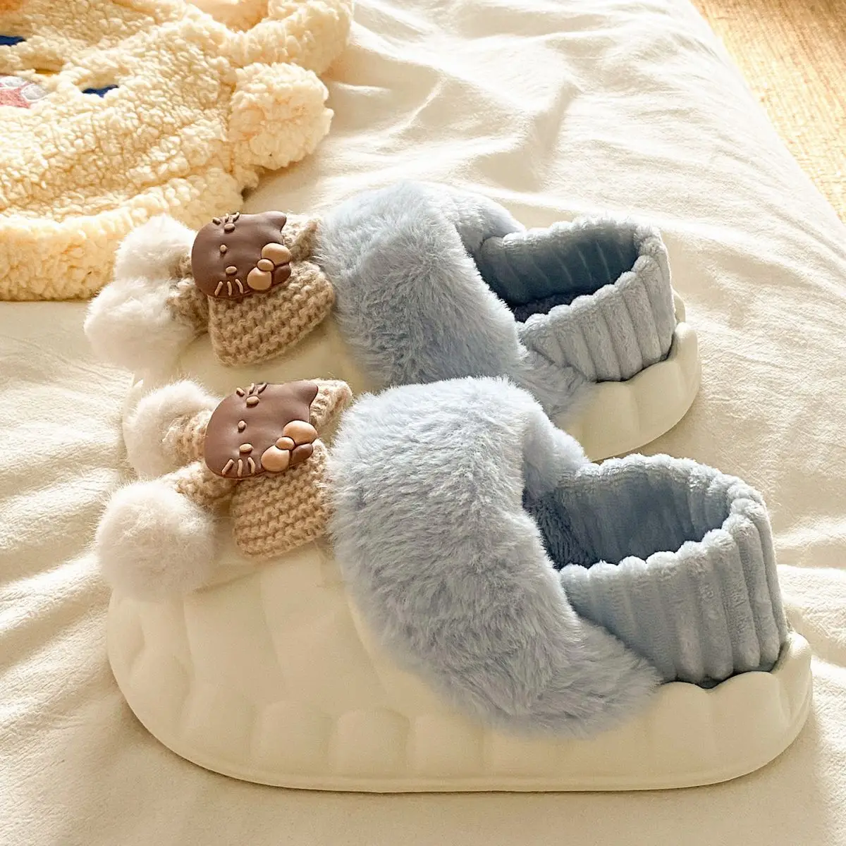 Pink Furry Cotton Slippers for Girls Warm Wear — feature 47