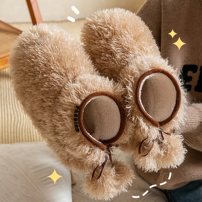 Furry Warm Heel Slippers for Women Non-Slip Cotton - Image 6