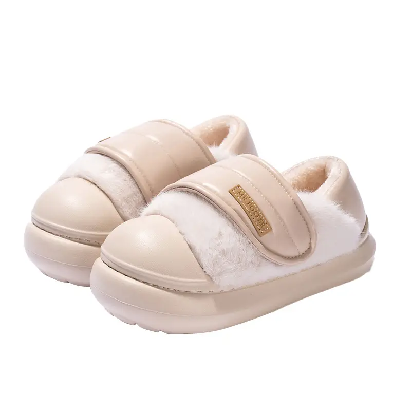 Mingsheng's New Velcro Thick-Soled Bag-Heeled Cotton Slippers for Women's Indoor Home Fashion Korean Style Warm Plush Cotton Shoes for Winter - Image 3