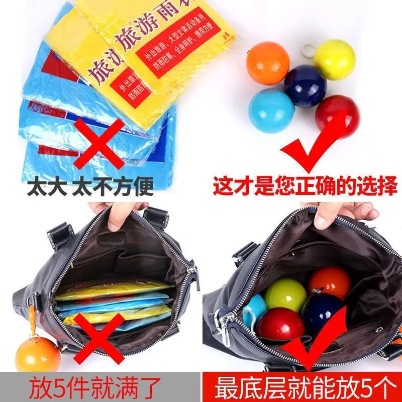 Portable Disposable Raincoat Ball Compressed Spherical Raincoat Outdoor Adult Travel Rafting Hangable Poncho Large Batch