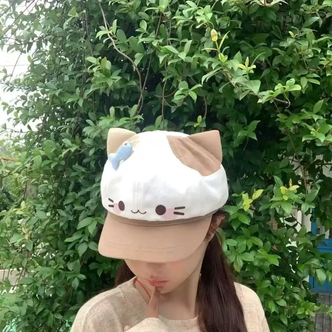 Cute Cat Face Sun Hat for Women Yellow