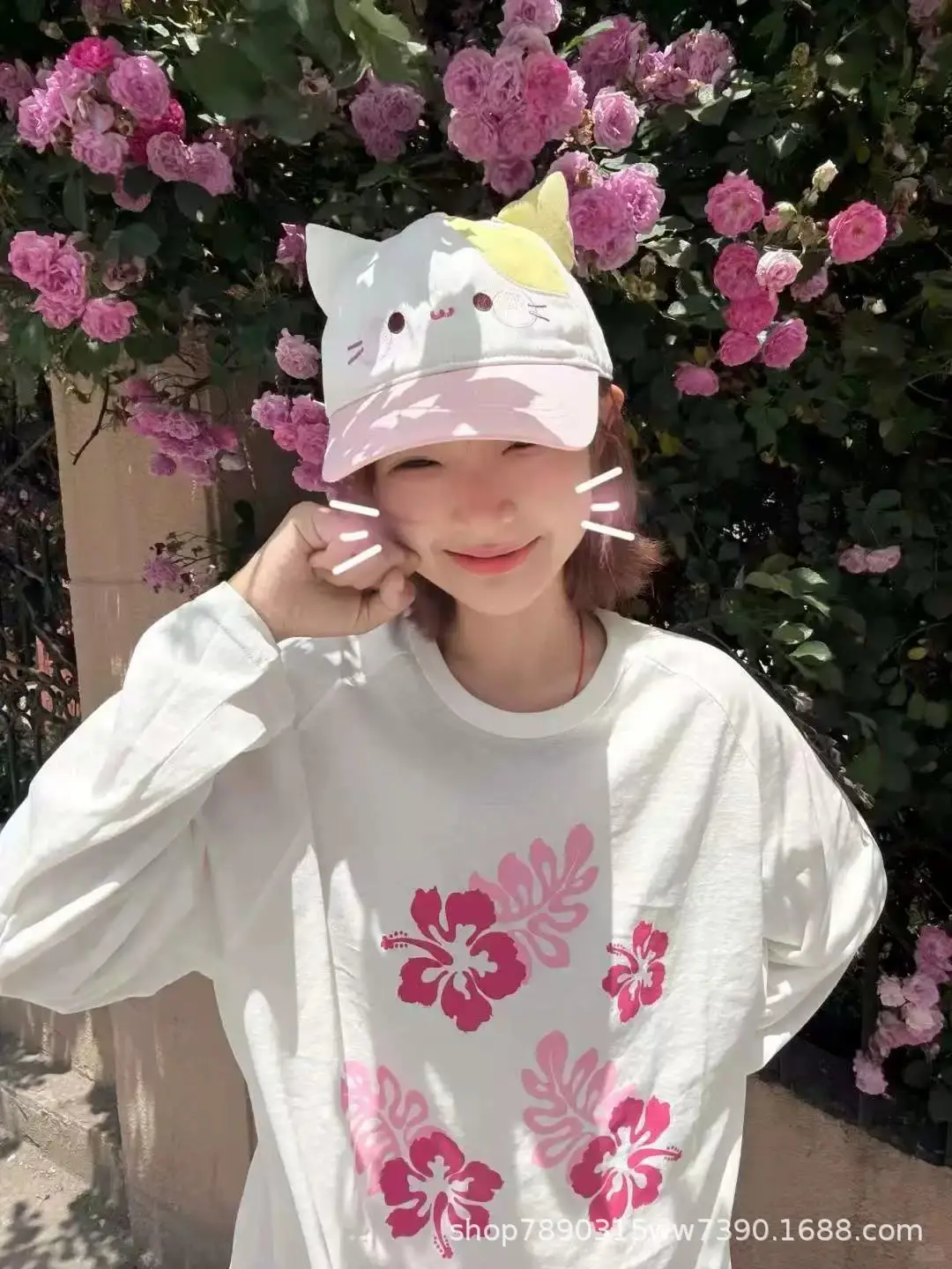 Cute Cat Face Sun Hat for Women Yellow — feature 5