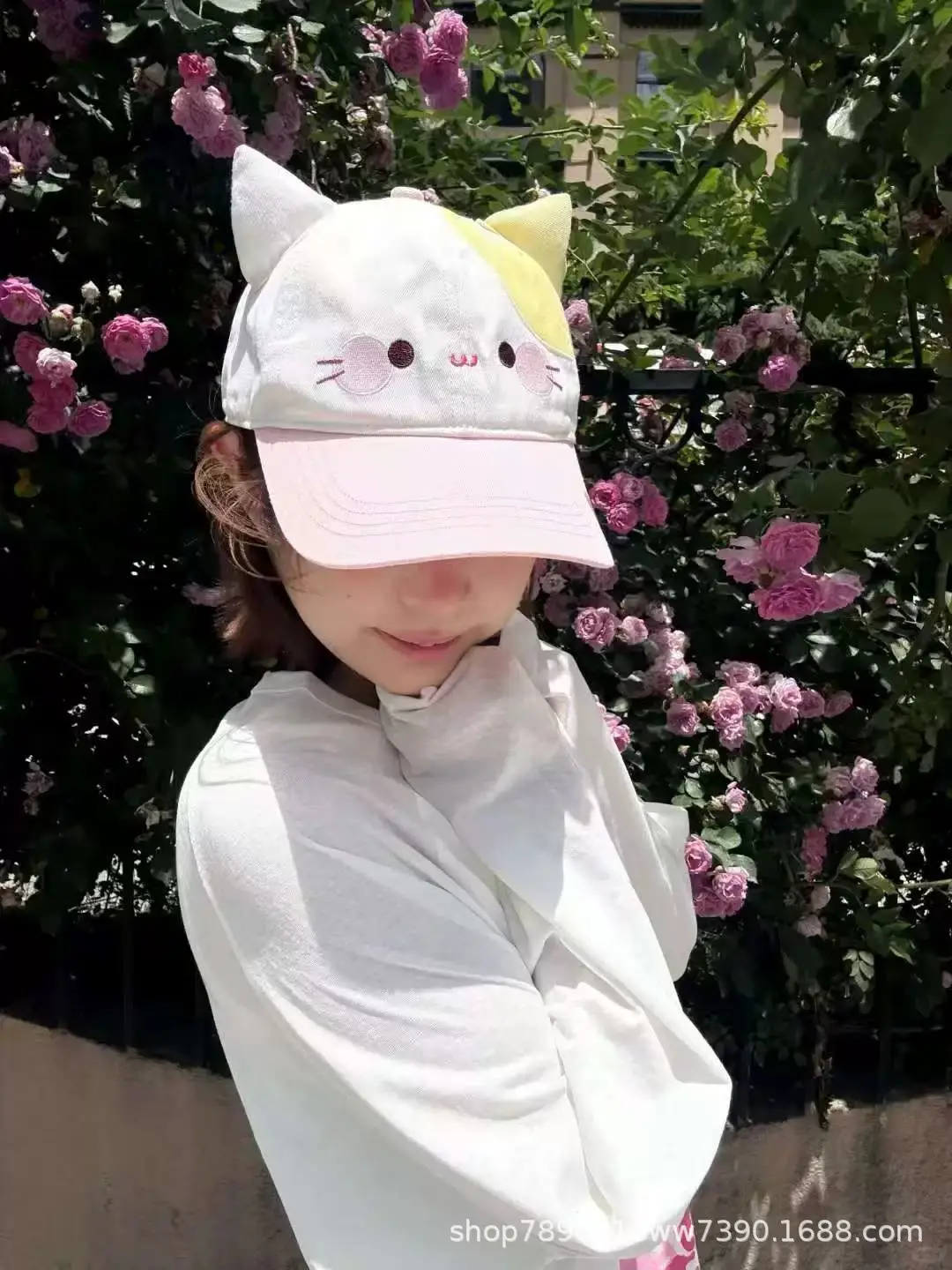 Cute Cat Face Sun Hat for Women Yellow — feature 6