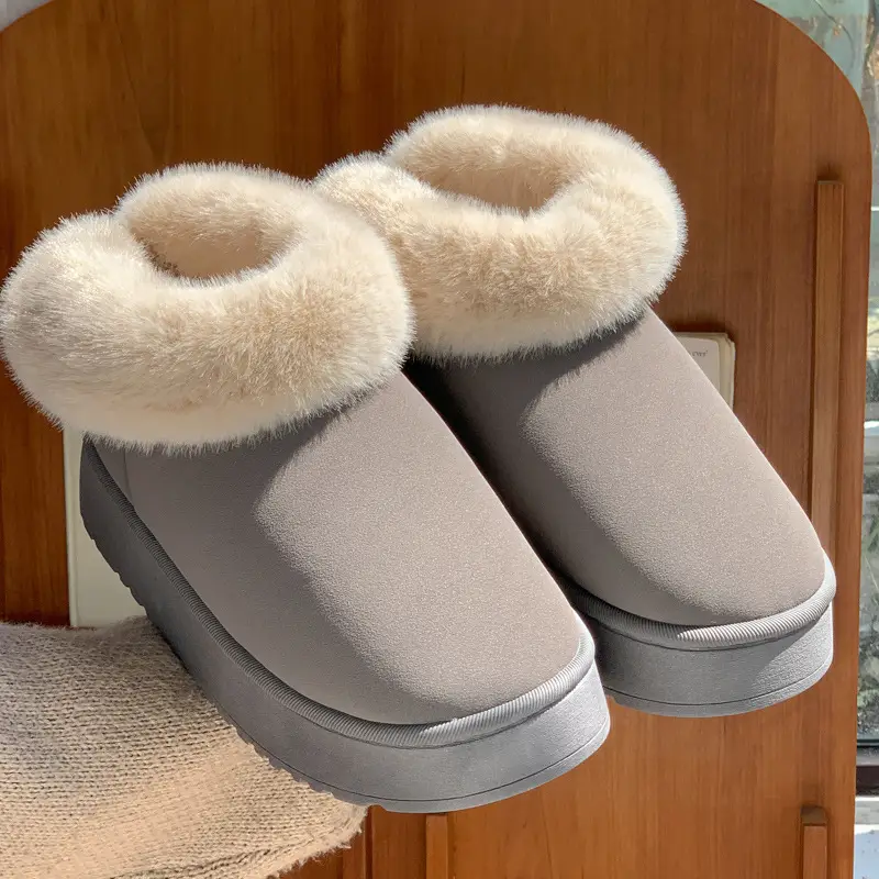 Bowknot Cotton Slippers for Women, Winter Style with Heel Cover, Fleece-Lined Cotton Shoes, New Style, Girly Style, Warm, Thick-Soled, Suitable for Outdoor Wear, Unisex - Image 4