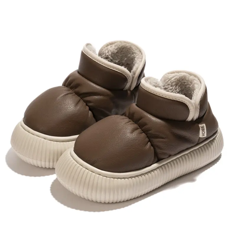 New High-End Waterproof Pu Versatile Cotton Shoes for Women in Winter, Fleece-Lined, Warm, Thick-Soled, Height-Increasing, Non-Slip, Full-Wrap Maternity Shoes - Image 2