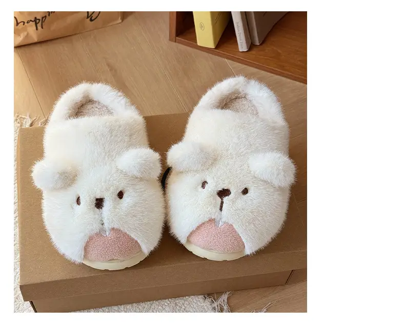 Nanbowan Autumn Winter Cute Groundhog Cotton Slippers Women's Warm Anti-Slip Indoor and Outdoor Wear Anti-Slip Warm Fur Slippers — feature 5