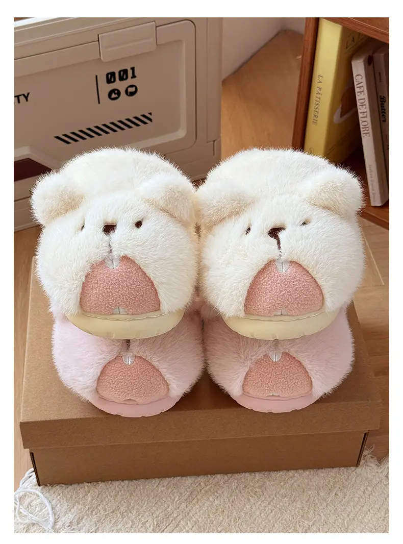 Nanbowan Autumn Winter Cute Groundhog Cotton Slippers Women's Warm Anti-Slip Indoor and Outdoor Wear Anti-Slip Warm Fur Slippers — feature 8