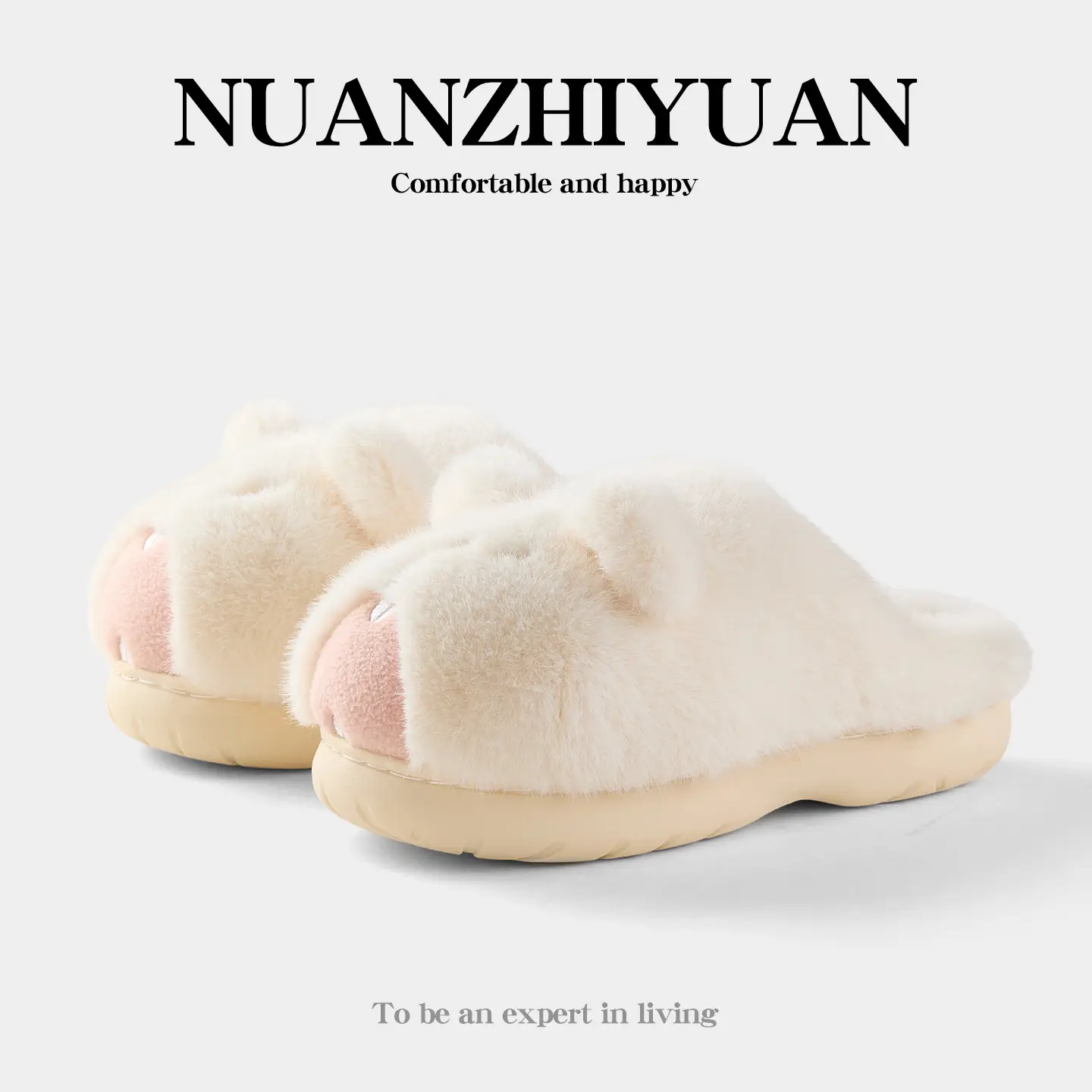 Nanbowan Autumn Winter Cute Groundhog Cotton Slippers Women's Warm Anti-Slip Indoor and Outdoor Wear Anti-Slip Warm Fur Slippers - Image 2