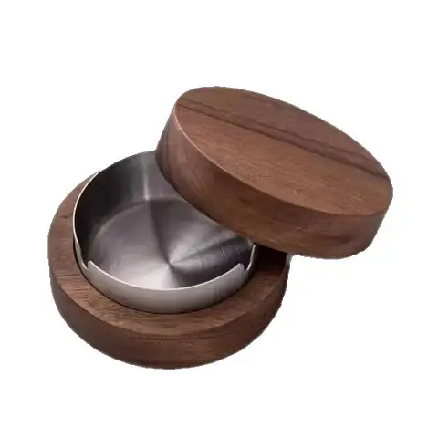 New Walnut Chinese Style Wind-Proof Fly Ash Ashtray Solid Wood Innovative Home Design Office Hotel Mahogany Tea