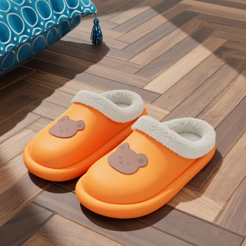 Fleece Lined Blue Slippers for Men Women Indoor Outdoor Warm Non-Slip - Image 2