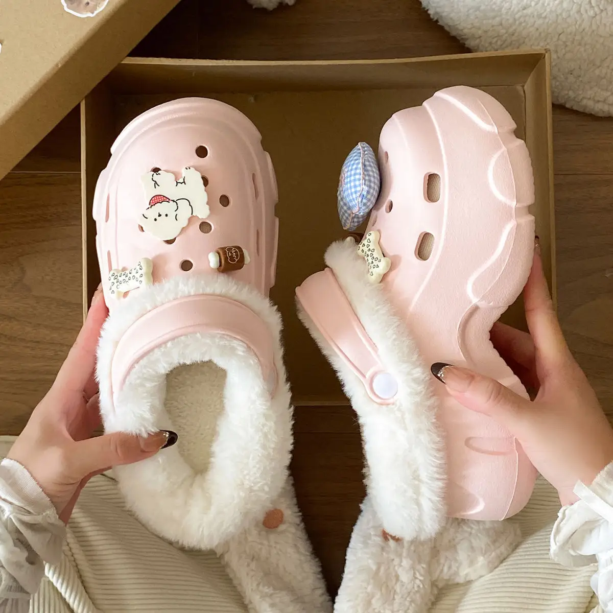 Winter Warm Cartoon Slippers Women Cotton Outerwear — feature 27
