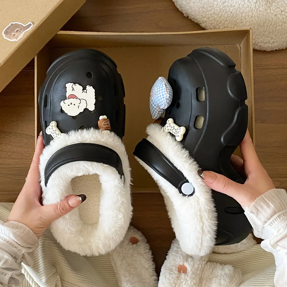 Winter Warm Cartoon Slippers Women Cotton Outerwear — feature 35