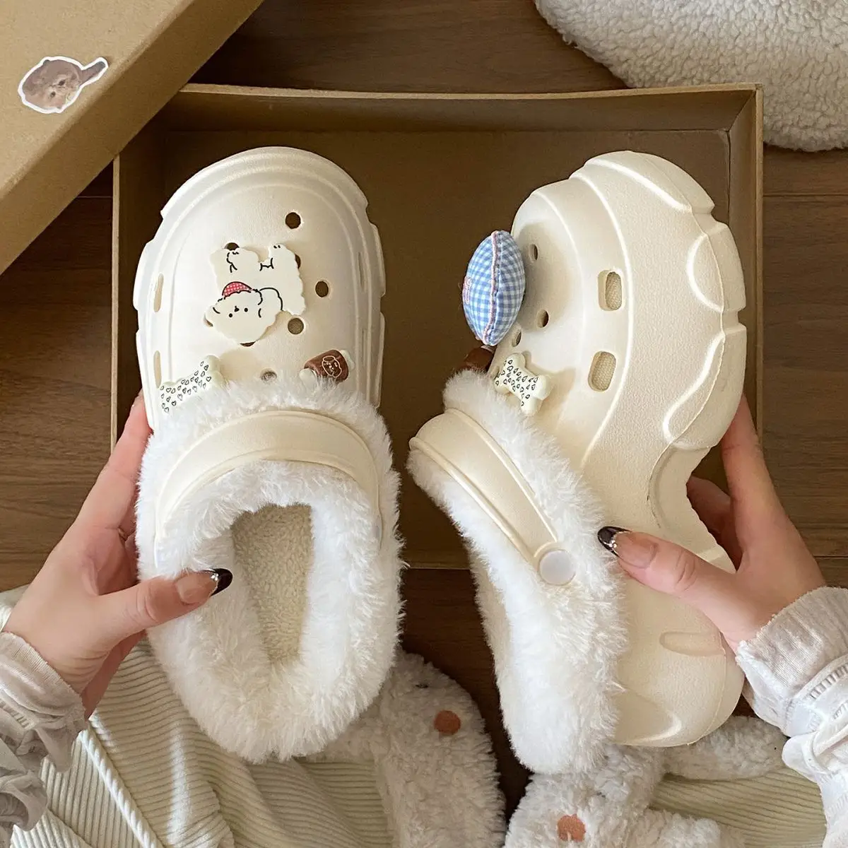 Winter Warm Cartoon Slippers Women Cotton Outerwear — feature 36